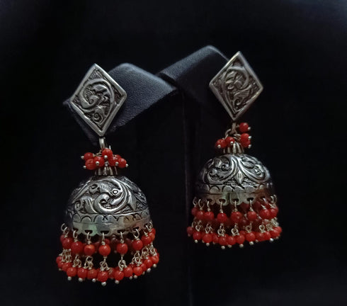 925 Silver Coral Jhumka